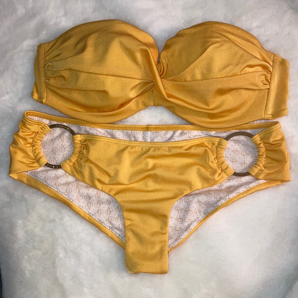NWOT VS Swimsuit- Yellow w/Gold Detail 36B S - Picture 3 of 9